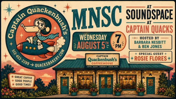 Event poster for MNSC with Barbara Nesbitt / Ben Jones / Rosie Flores