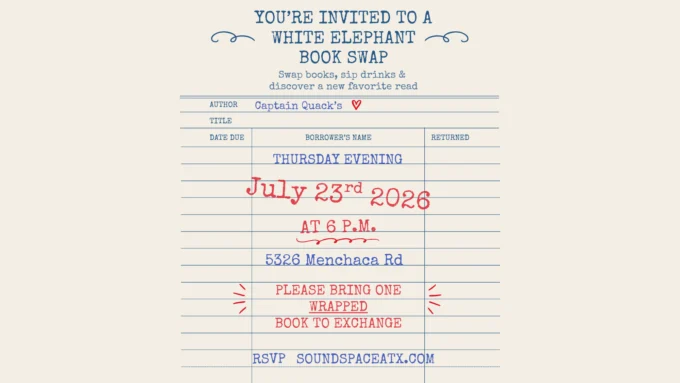 Event poster for White Elephant Book Swap